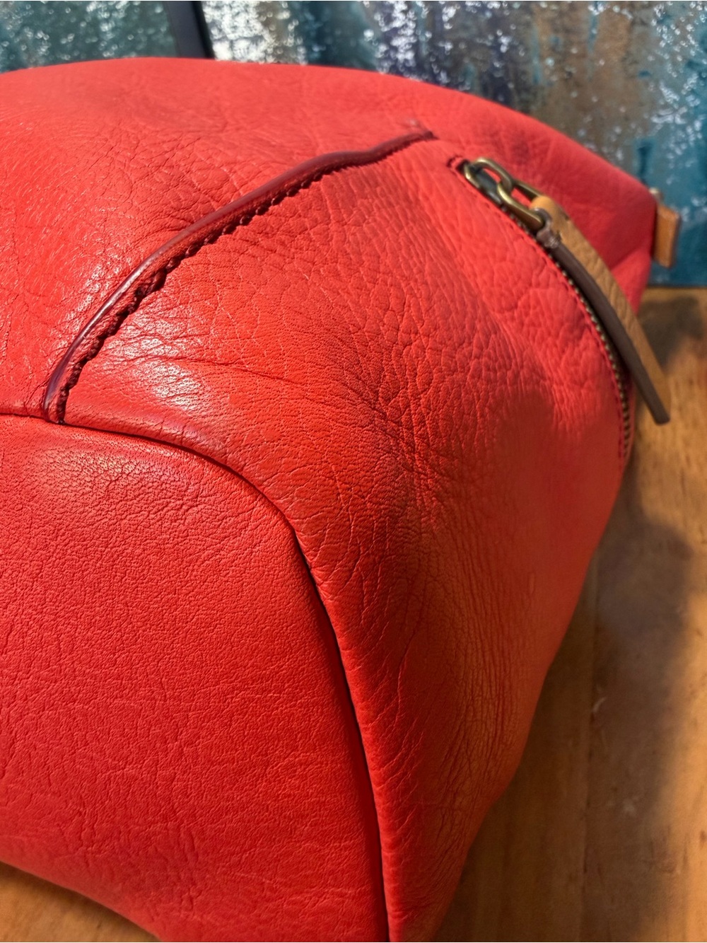 Fossil Rare Boho 2010s Emerson Crimson Red Pebbled Leather Hobo Bag - Picture 11 of 13